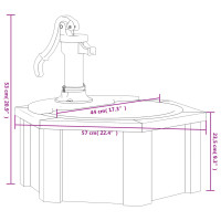 Produktbild för Vattenfontän med pump 57x57x53 cm massivt granträ