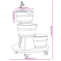 Produktbild för Vattenfontän på hjul med pump 55x55x80 cm massivt granträ