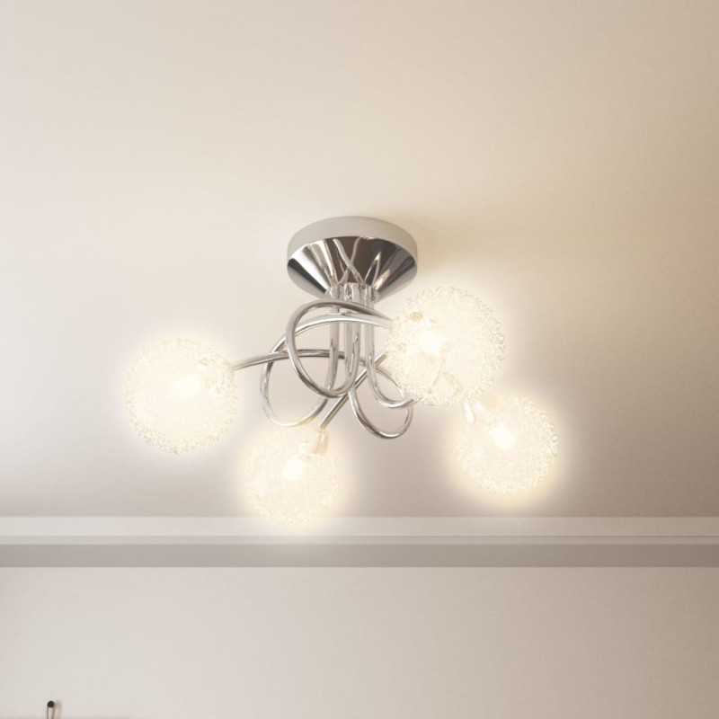 Produktbild för Taklampa med lampskärmar i tråd för 4 G9 LED-lampor