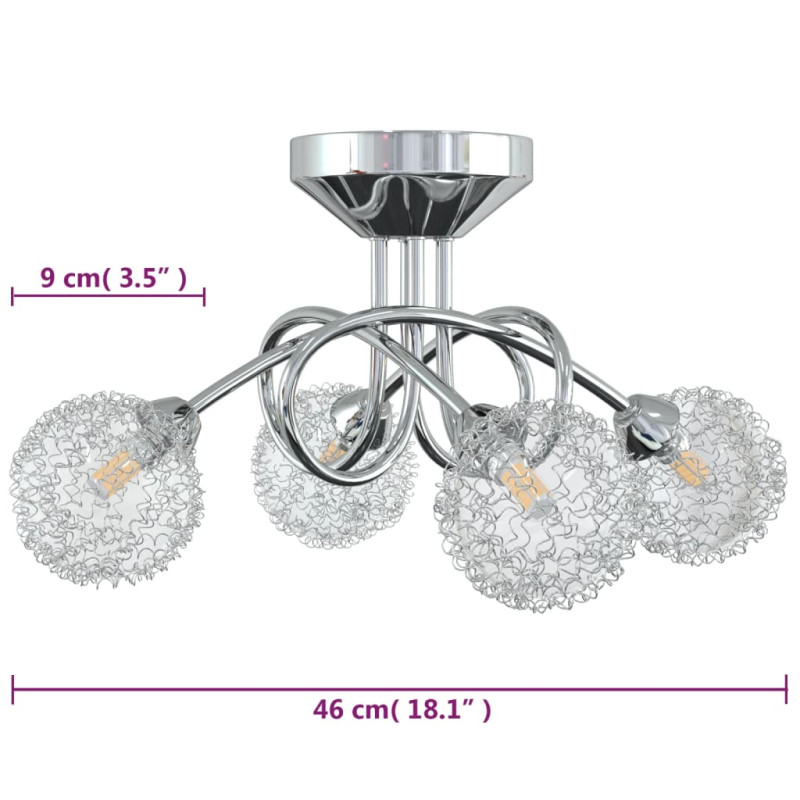 Produktbild för Taklampa med lampskärmar i tråd för 4 G9 LED-lampor