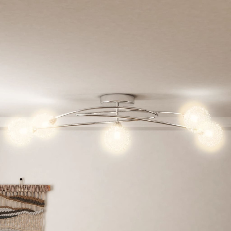 Produktbild för Taklampa med lampskärmar i tråd för 5 G9 LED-lampor