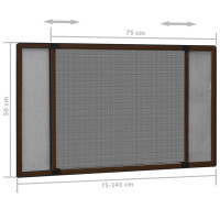 Produktbild för Expanderbart insektsnät för fönster brun (75-143)x50 cm