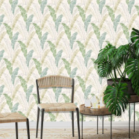 Produktbild för DUTCH WALLCOVERINGS Tapet tropiska blad grå och grön