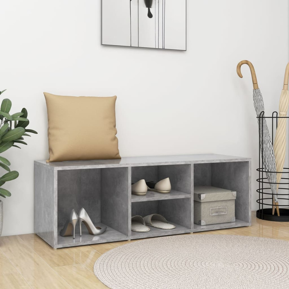 Produktbild för Skoförvaringsbänk betonggrå 105x35x35 cm konstruerat trä