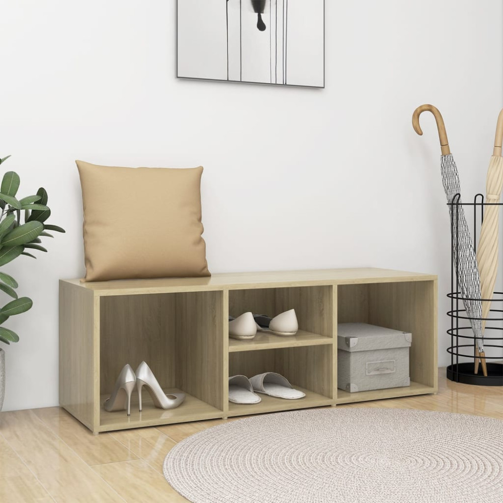Produktbild för Skoförvaringsbänk sonoma-ek 105x35x35 cm konstruerat trä