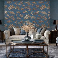 Produktbild för DUTCH WALLCOVERINGS Tapet tall guld och blå