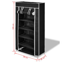 Produktbild för Skoförvaring med överdrag i tyg 58 x 28 x 106 cm svart