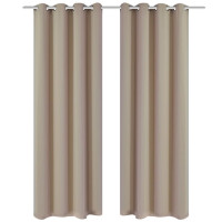 Produktbild för 2-pack gräddvita mörkläggningsgardiner med metallringar 135 x 245 cm