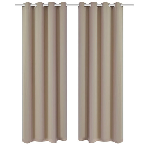 vidaXL 2-pack gräddvita mörkläggningsgardiner med metallringar 135 x 245 cm