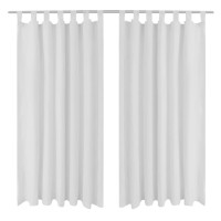 Produktbild för 2-pack gardiner med öglor i vit microsatin 140 x 175 cm