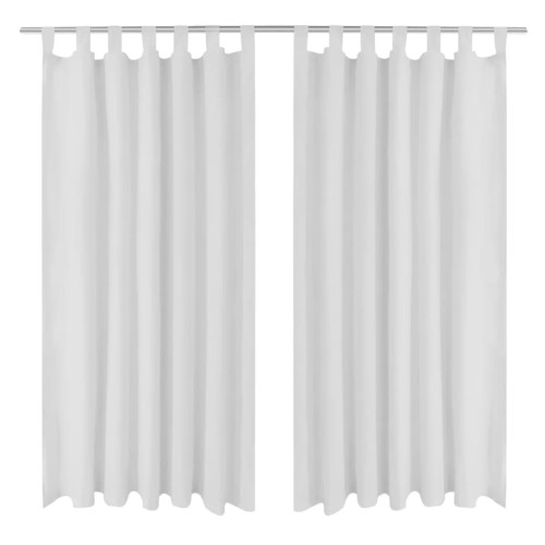 vidaXL 2-pack gardiner med öglor i vit microsatin 140 x 175 cm