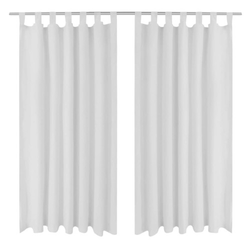 vidaXL 2-pack gardiner med öglor i vit microsatin 140 x 245 cm