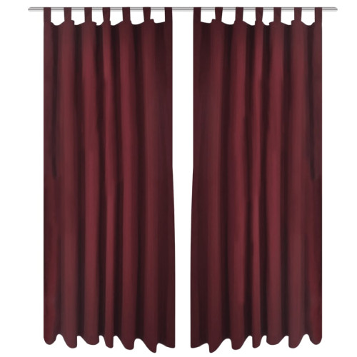 vidaXL 2-pack gardiner med öglor i vinröd microsatin 140 x 175 cm