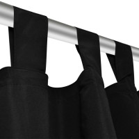 Produktbild för 2-pack gardiner med öglor i svart microsatin 140 x 175 cm