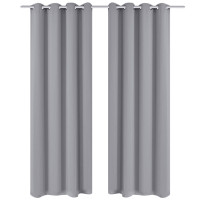 Produktbild för Mörkläggningsgardiner med metallringar 2 st 135 x 245 cm grå