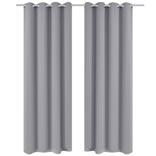 vidaXL Mörkläggningsgardiner med metallringar 2 st 135 x 245 cm grå