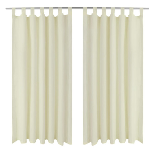 vidaXL 2-pack gardiner med öglor i gräddvit microsatin 140 x 175 cm