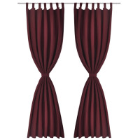 Produktbild för 2-pack gardiner med öglor i vinröd microsatin 140 x 225 cm