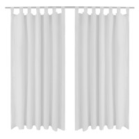 Produktbild för 2-pack gardiner med öglor i vit microsatin 140 x 225 cm