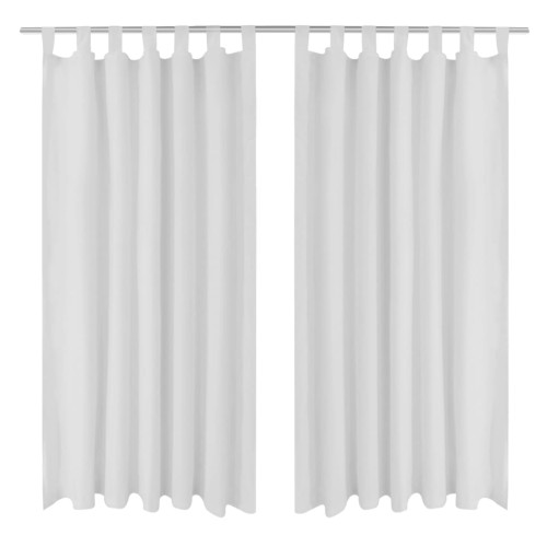 vidaXL 2-pack gardiner med öglor i vit microsatin 140 x 225 cm