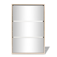 Produktbild för Skoskåp med 3 lådor och spegel ek 63x17x102,5 cm