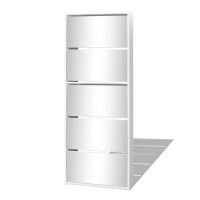 Produktbild för Skoskåp med 5 lådor och spegel 63x17x169,5 cm vit