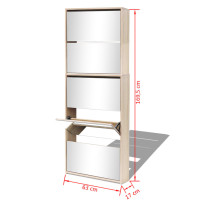 Produktbild för Skoskåp med 5 lådor och spegel ek 63x17x169,5 cm