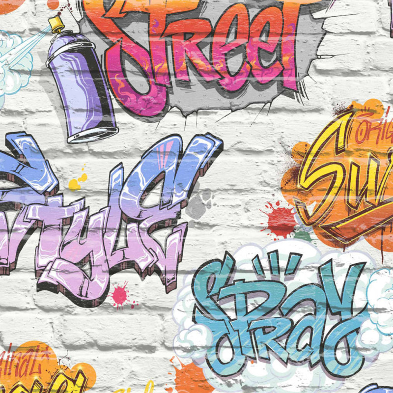 Produktbild för DUTCH WALLCOVERINGS Tapet graffiti flerfärgad L179-05