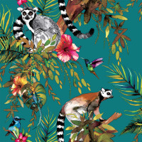 Produktbild för DUTCH WALLCOVERINGS Tapet lemur grön 12402