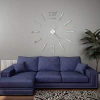 Produktbild för Väggklocka 3D modern design 100 cm XXL silver