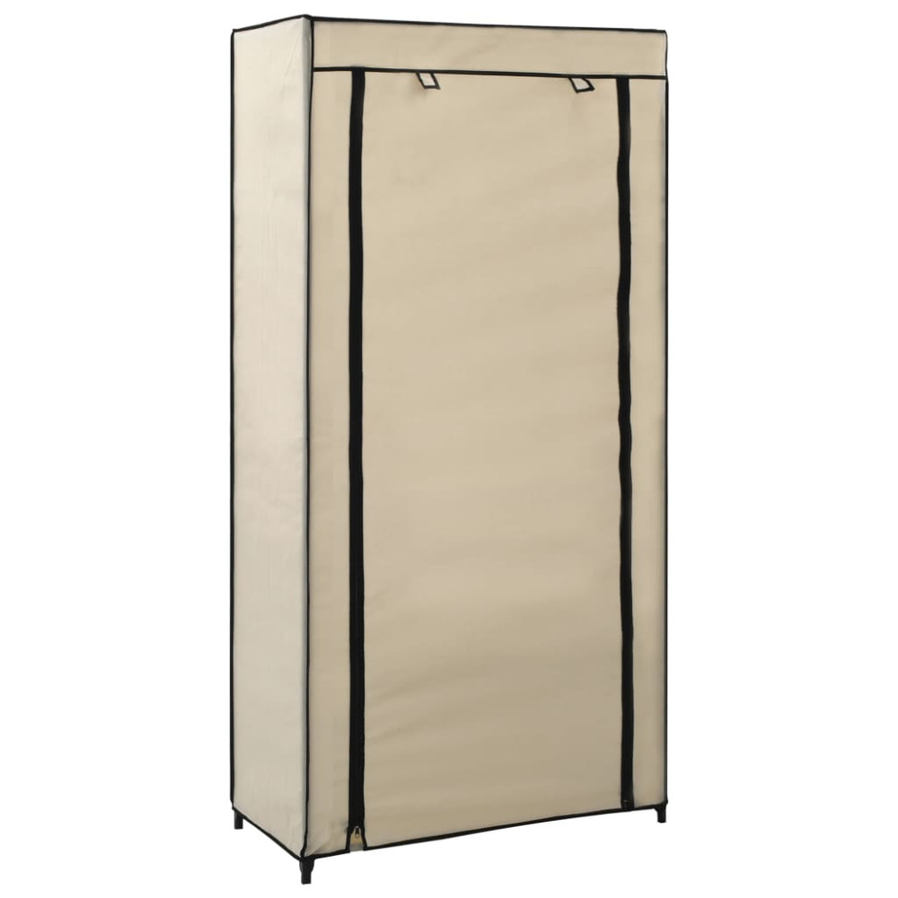 Produktbild för Skoförvaring med överdrag gräddvit 58x28x106 cm tyg