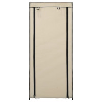 Produktbild för Skoförvaring med överdrag gräddvit 58x28x106 cm tyg