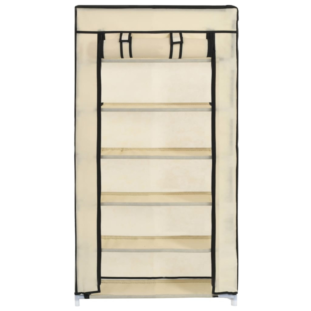 Produktbild för Skoförvaring med överdrag gräddvit 58x28x106 cm tyg
