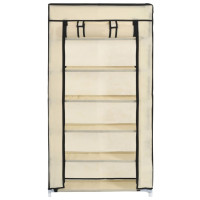 Produktbild för Skoförvaring med överdrag gräddvit 58x28x106 cm tyg