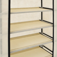 Produktbild för Skoförvaring med överdrag gräddvit 58x28x106 cm tyg