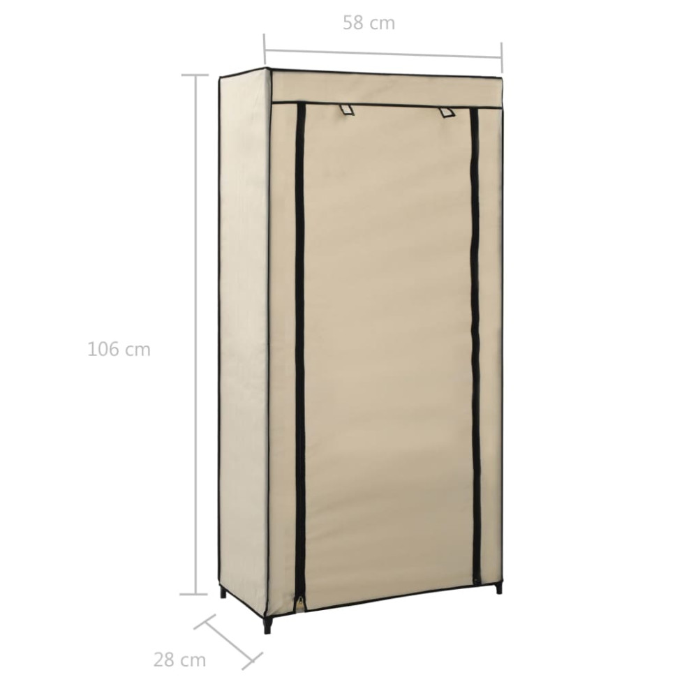 Produktbild för Skoförvaring med överdrag gräddvit 58x28x106 cm tyg