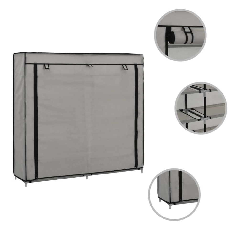 Produktbild för Skoförvaring med överdrag grå 115x28x110 cm tyg