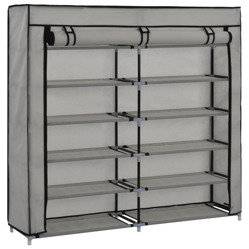 Produktbild för Skoförvaring med överdrag grå 115x28x110 cm tyg