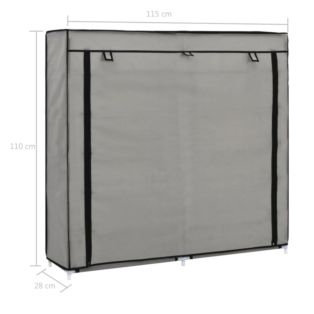 Produktbild för Skoförvaring med överdrag grå 115x28x110 cm tyg