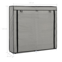 Produktbild för Skoförvaring med överdrag grå 115x28x110 cm tyg