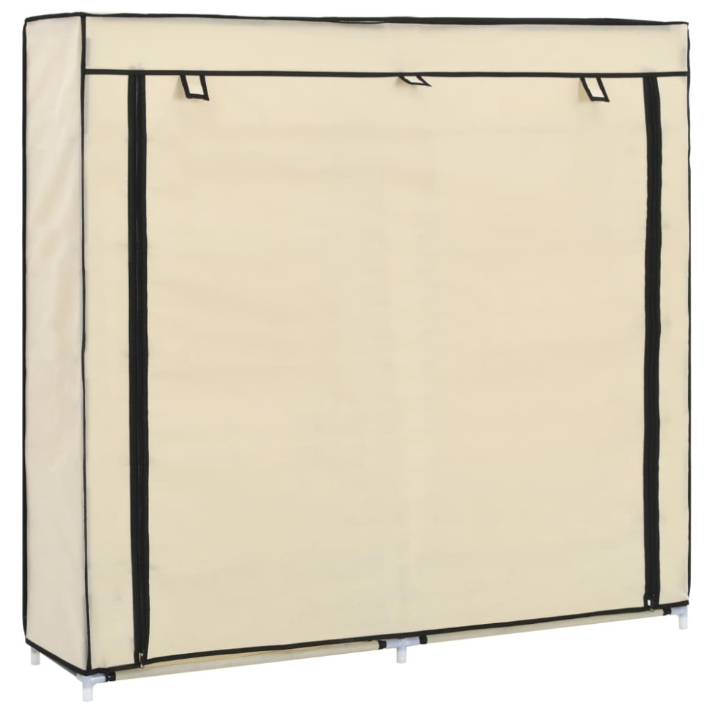 Produktbild för Skoförvaring med överdrag gräddvit 115x28x110 cm tyg