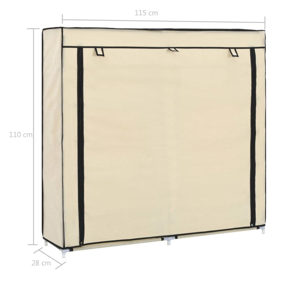 Produktbild för Skoförvaring med överdrag gräddvit 115x28x110 cm tyg