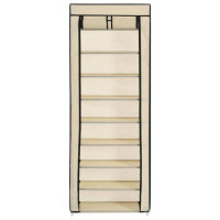 Produktbild för Skoförvaring med överdrag gräddvit 57x29x162 cm tyg