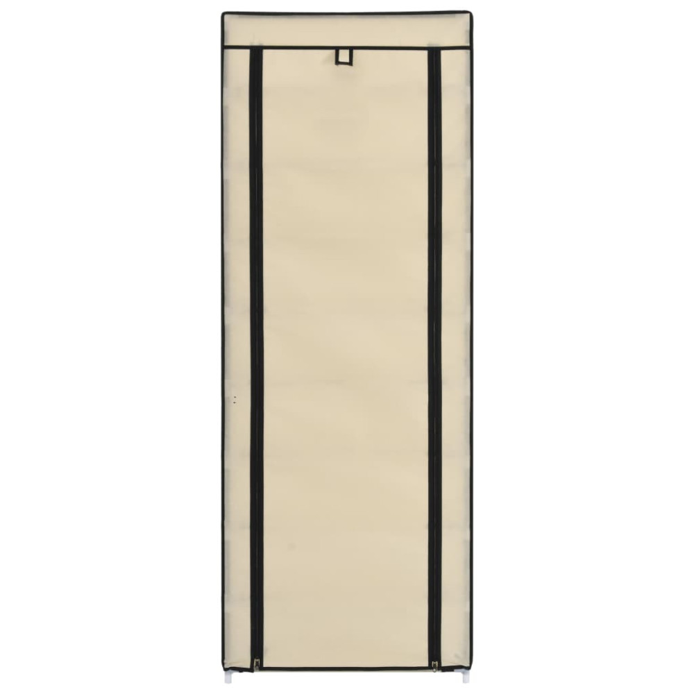 Produktbild för Skoförvaring med överdrag gräddvit 57x29x162 cm tyg