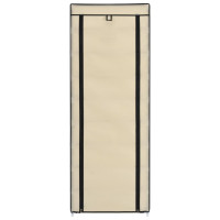 Produktbild för Skoförvaring med överdrag gräddvit 57x29x162 cm tyg