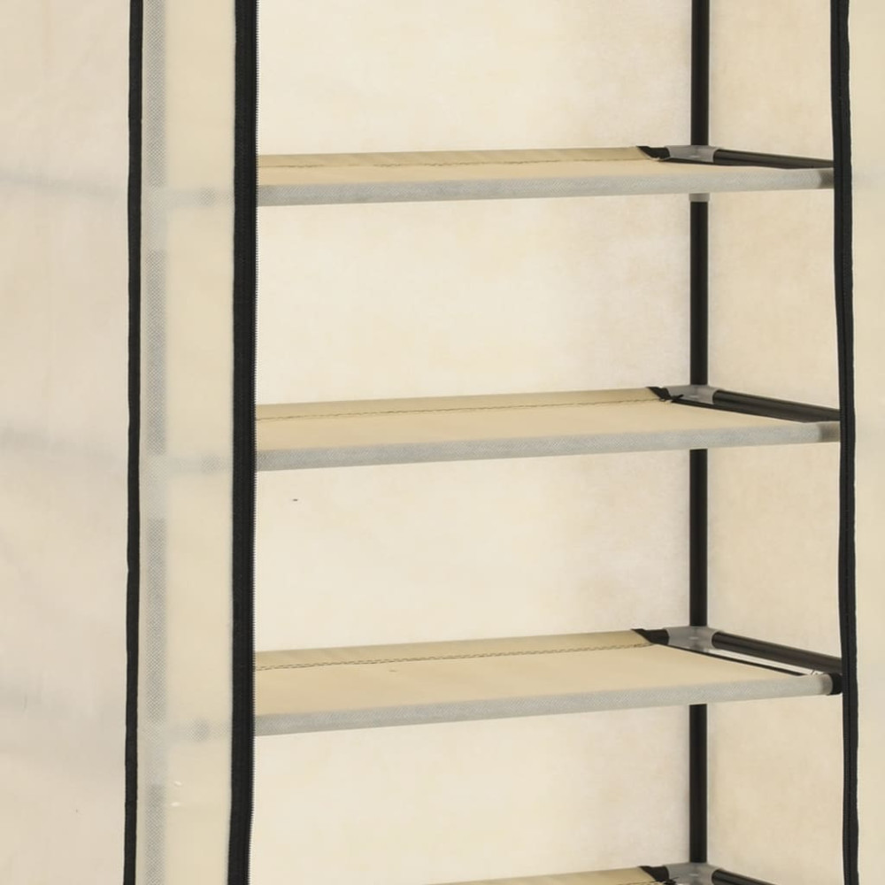 Produktbild för Skoförvaring med överdrag gräddvit 57x29x162 cm tyg