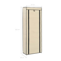 Produktbild för Skoförvaring med överdrag gräddvit 57x29x162 cm tyg