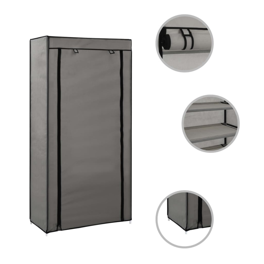 Produktbild för Skoförvaring med överdrag grå 58x28x106 cm tyg