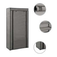 Produktbild för Skoförvaring med överdrag grå 58x28x106 cm tyg