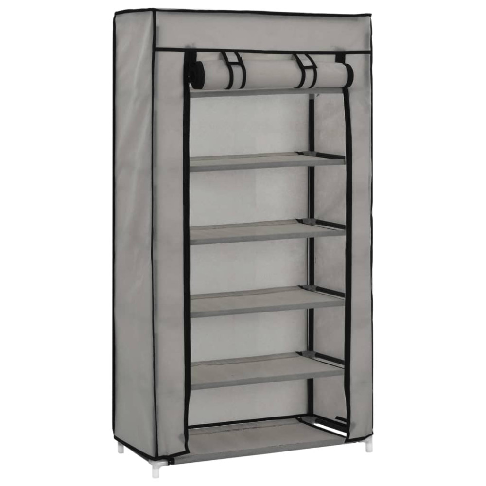 Produktbild för Skoförvaring med överdrag grå 58x28x106 cm tyg